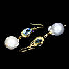 Ексклюзивні срібні сережки в позолоті натуральний Перли, Аметист і Топаз, фото 2