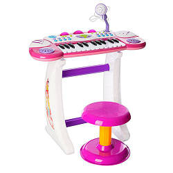 Дитячий синтезатор BB33 на ніжках 24 клавіші мікрофон стільчик