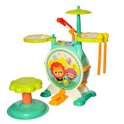 Барабанна установка для дітей 3130 музика світло стільчик 25 см