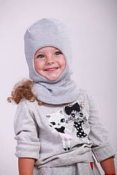 Зимова шапка шолом на дівчинку з люрексовою ниткою 48-50 см (1-2,5 року)