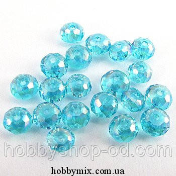 Бусини кришталеві "сфера" 6 мм. бірюза АВ (100 шт.), фото 1
