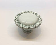 Ручка-кнопка металлическая с керамикой GU-P4401 благородная патина серебро