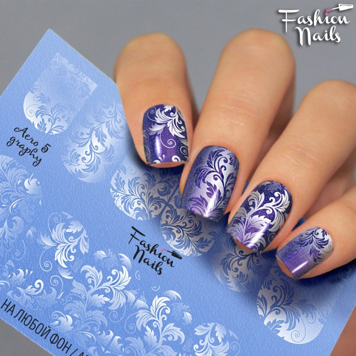 Слайдер-дизайн Fashion nails - наклейка на нігті - мереживо, вензелі, візерунки