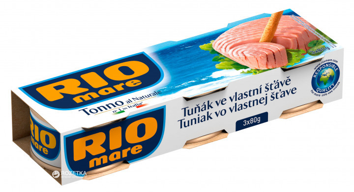 Тунець Rio Mare Natural 3 шт 240 г, фото 1