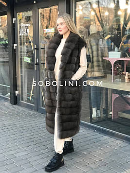 Жилет довгий із куниці, тонування під соболь Тортора