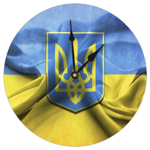 Круглі годинники настінні дерев'яні "Прапор"