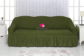 Комплект чохлів на диван із воланами "Venera" Оливковий