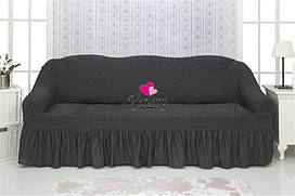 Комплект чохлів на диван із воланами "Venera" Темно-сірий