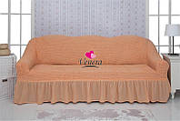 Комплект чехлов на диван с воланами "Venera" персиковый