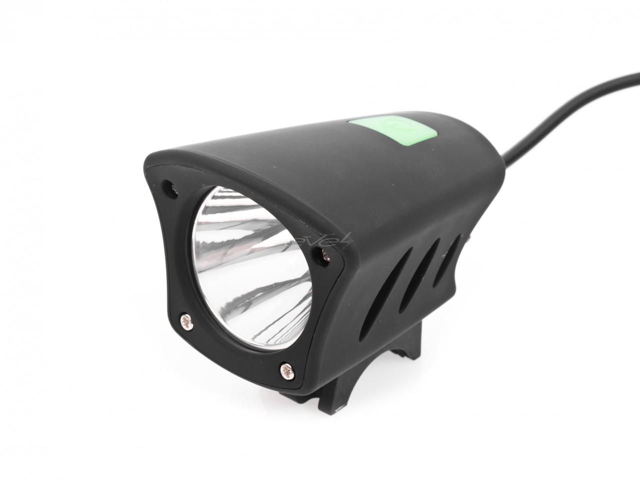 Фара T6 LED чорна з зеленою кнопкою з живленням від USB