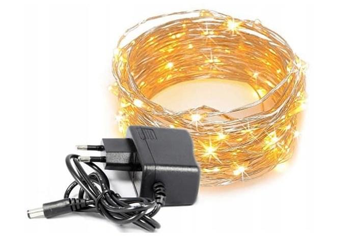 Світлодіодна гірлянда Крапля Роси 100led 10 метрів, 8 режимів світіння 220V Теплий золотистий