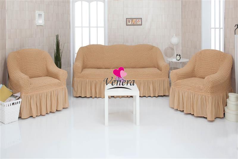 Комплект чохлів на диван і крісла з воланами 3-1-1 "Venera", фото 1