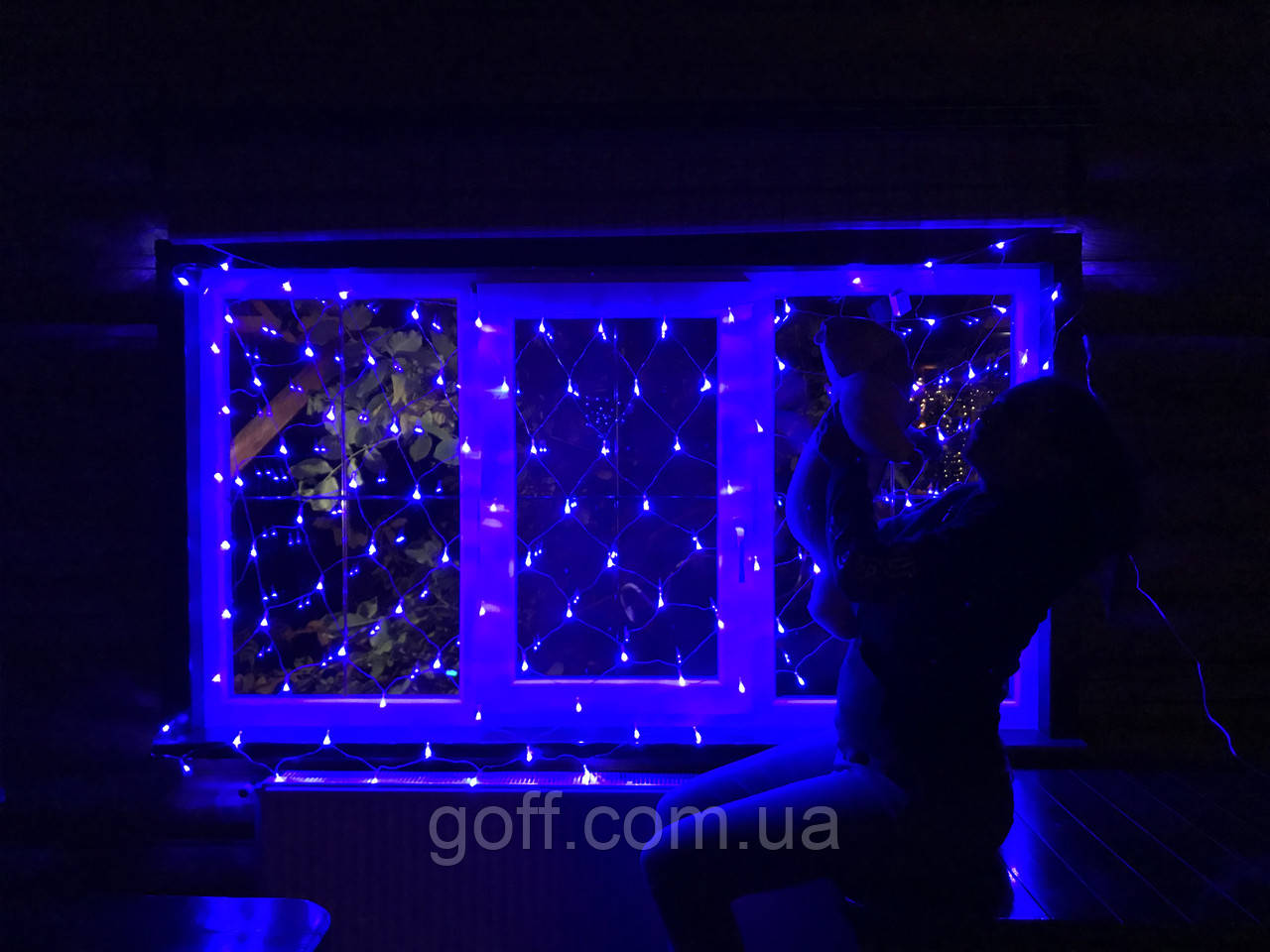 Гірлянда сітка світлодіодна 200 Led, 2x2 м, прозорий дріт Синій