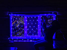 Гірлянда сітка світлодіодна 200 Led, 2x2 м, прозорий дріт Синій
