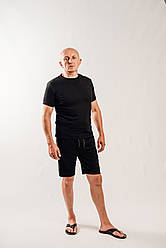 Чорні чоловічі шорти з темно-сірими лампасами з трикотажу Х / Б