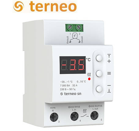 Терморегулятор для керування системою снігопаювання Terneo sn 32A (на DIN-рейку), Україна, фото 1