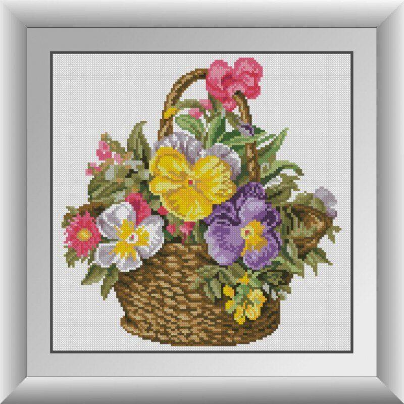 30968 Кошик з братками Набір алмазної мозаїки