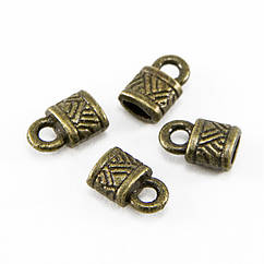 Концевики Для Шнура, Сплав, Колір Бронзовий, 10х6.5х4.5мм, Внутрішній 4,5х2мм, Отвір 2.5мм, 10 шт