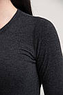 Жіноча термобілизна з вовною однотонна чорна, фото 6