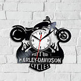 Вініловий годинник Мотоцикл із вінілу Мотоцикл на годиннику Декор у кімнату Чорний годинник Годинник для чоловіка Мотоцикл 300 мм, фото 2