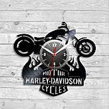 Вініловий годинник Мотоцикл із вінілу Мотоцикл на годиннику Декор у кімнату Чорний годинник Годинник для чоловіка Мотоцикл 300 мм, фото 4