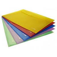 Папка-конверт А3 прозора на кнопці Economix, 180 мкм, фактура "глянець", асорті