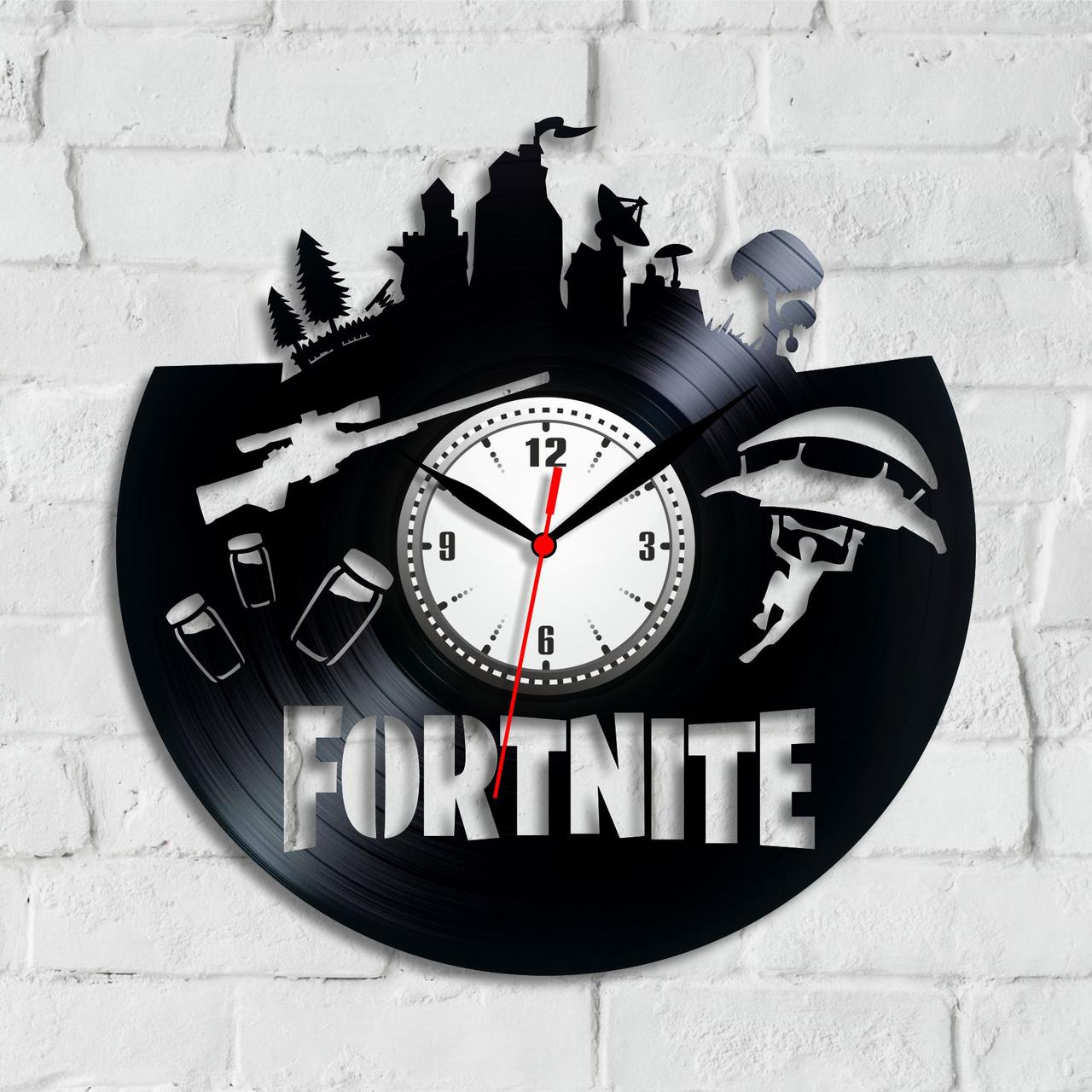 Fortnite годинник Годинник із вінілу Фортнайт годинник Годинник для ігор Чорний годинник настінний Кварцовий годинник 30 сантиметрів, фото 1