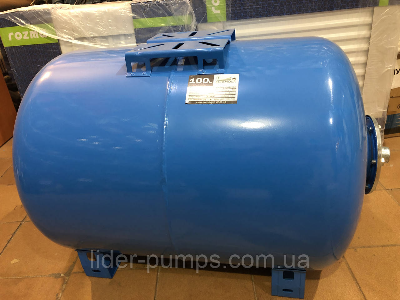 Гідроакумулятор водопостачання 100 л горизонтальний LIDER, фото 1