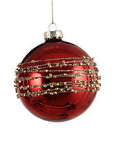 Ялинкова скляна кулька, Ø 8 см., "House of Seasons", колір червоний, глянц.