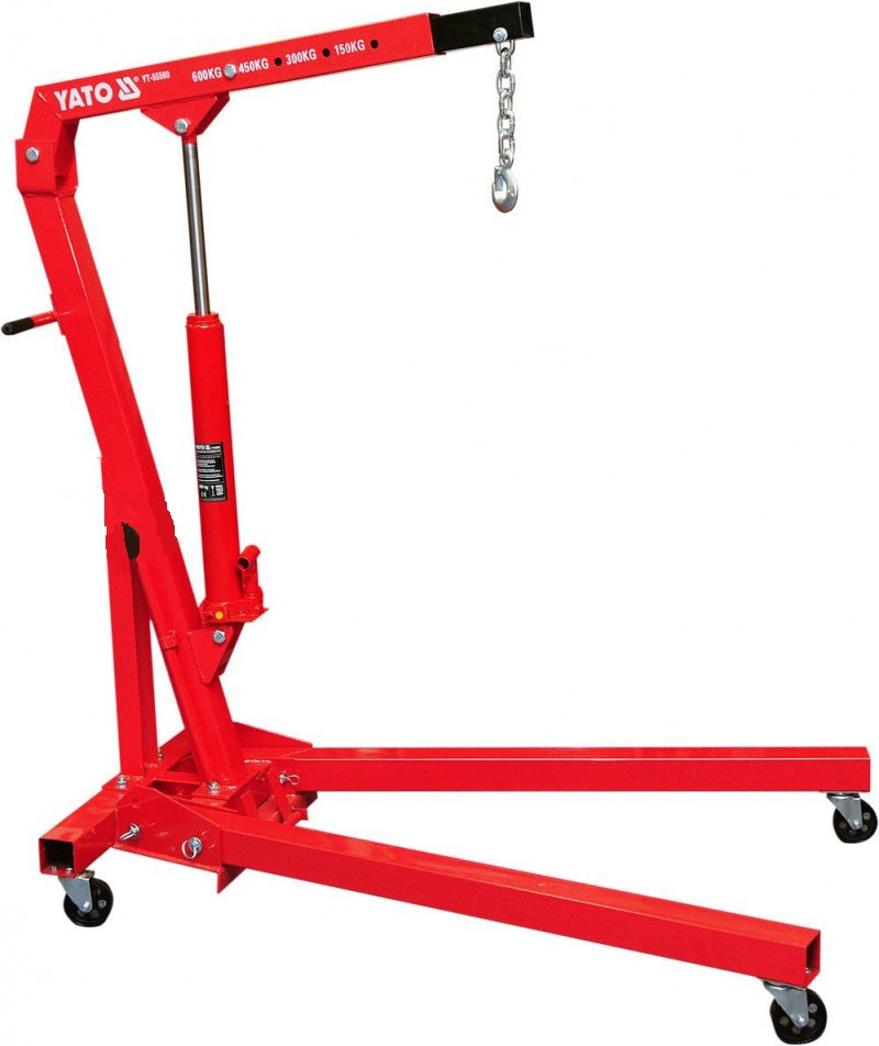 Кран гідравлічний підкатний, розкладний YATO; вантажопідй.- 1000 кг, висота - 183 см, фото 1
