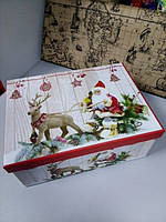 Подарочная коробка с новогодним рисунком 31 см