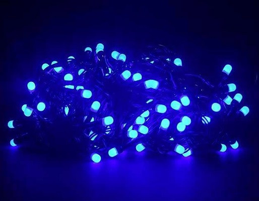 Гірлянда на 100 Led великі матові діоди електрична з контролером синя 8 м