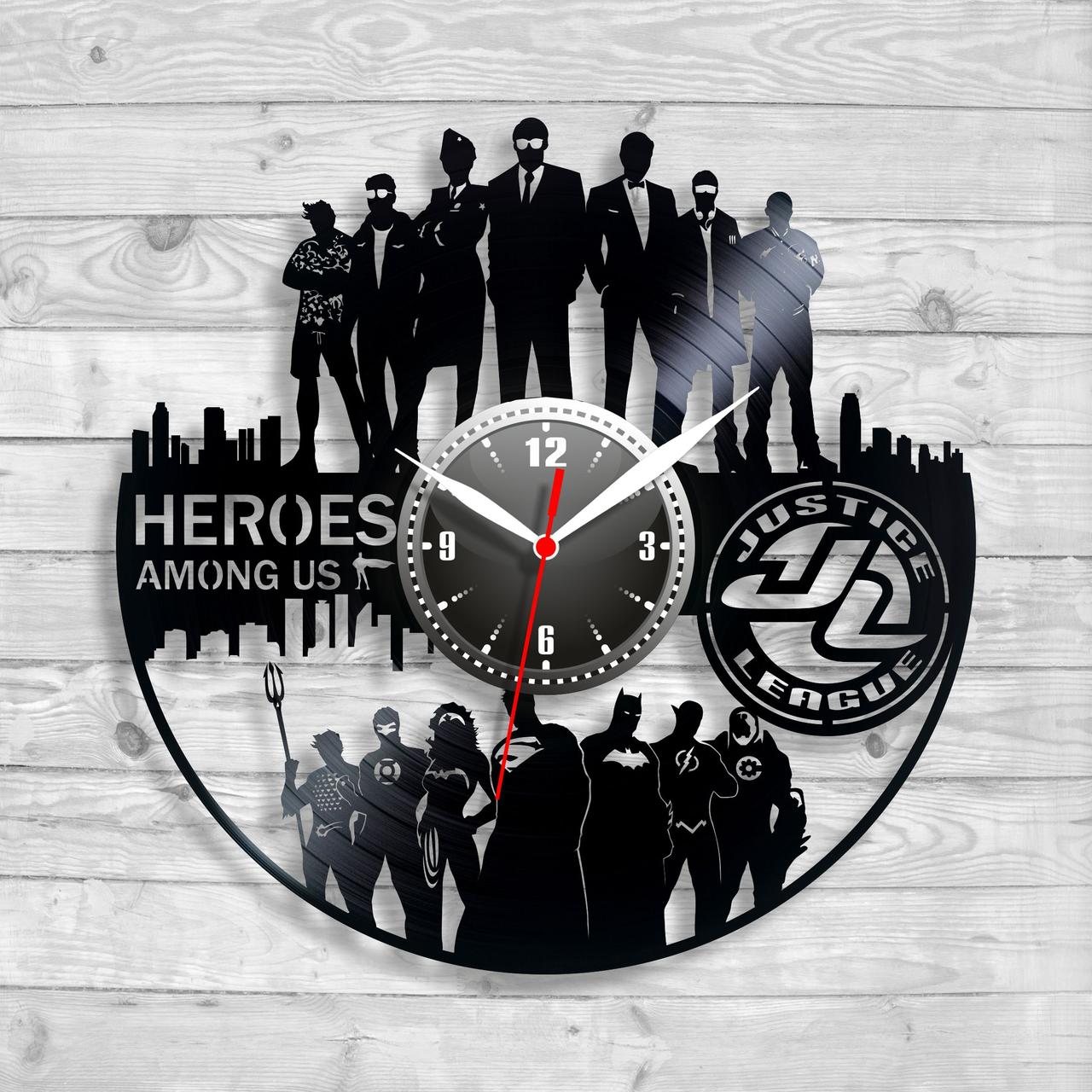 Годинник Heroes Годинник DC Comics Вініл на стіну Комікс Герої Настінний годинник Кварцовий годинник 300 мм