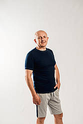 Світло-сірі чоловічі шорти із чорними лампасами з трикотажу Х/Б