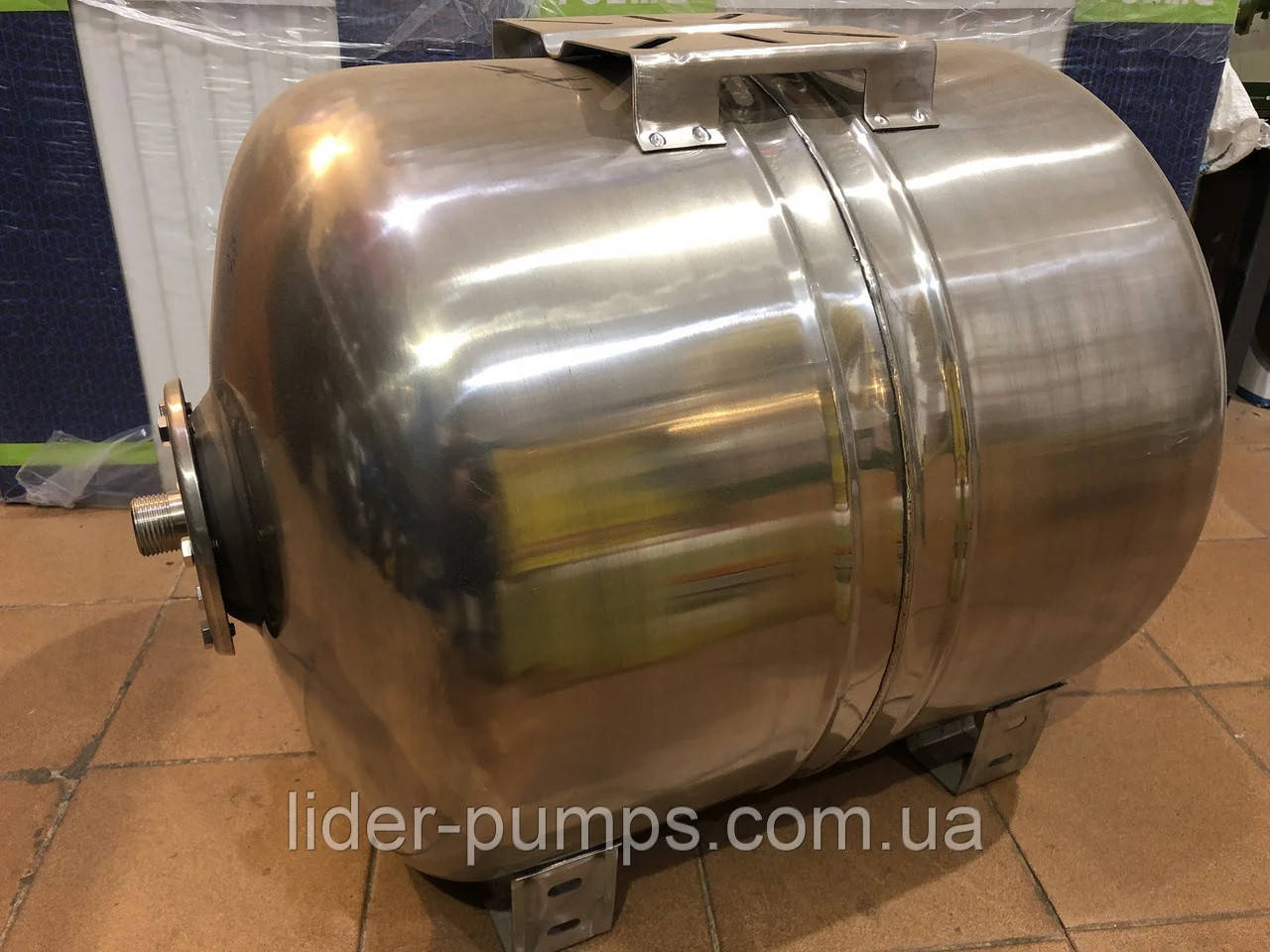 Гідроакумулятор водопостачання 100 л горизонтальний нержавійка LIDER, фото 1