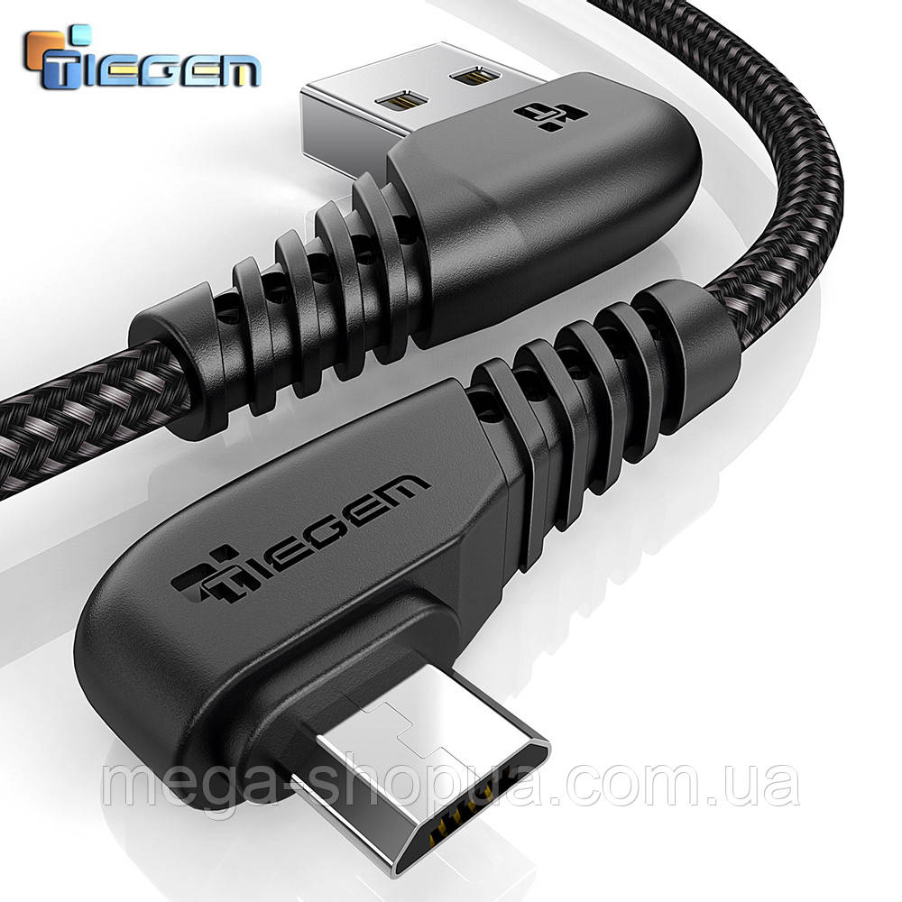 Кутовий кабель USB – micro USB 90° 1м для заряджання телефону, зарядний провід шнур мікро ЮСБ X4B