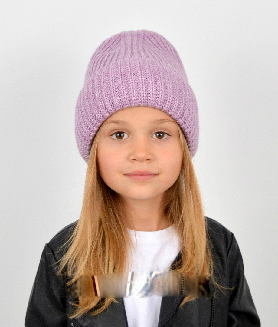 Дитяча шапка на флісі бузок, фото 1