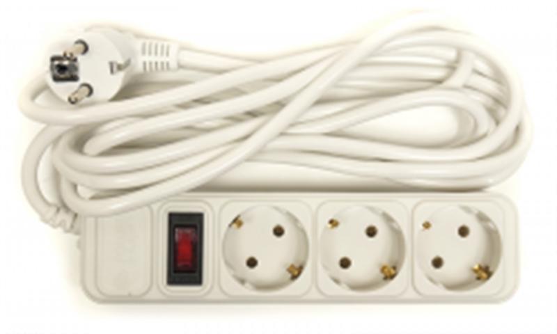 Фільтр живлення PowerPlant JY-1054/3 (PPSA10M30S3) 3 розеті, 3 м, білий