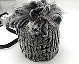 Вишнева жіноча шапка з хутра кролика Рекс і чорнобурки, фото 6