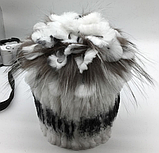 Чорна жіноча шапка з хутра кролика Рекс і чорнобурки, фото 4