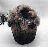 Чорна жіноча шапка з хутра кролика Рекс і чорнобурки, фото 10
