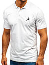 Чоловіча футболка поло Jordan (Джордан) біла (маленька емблема) бавовна, фото 2