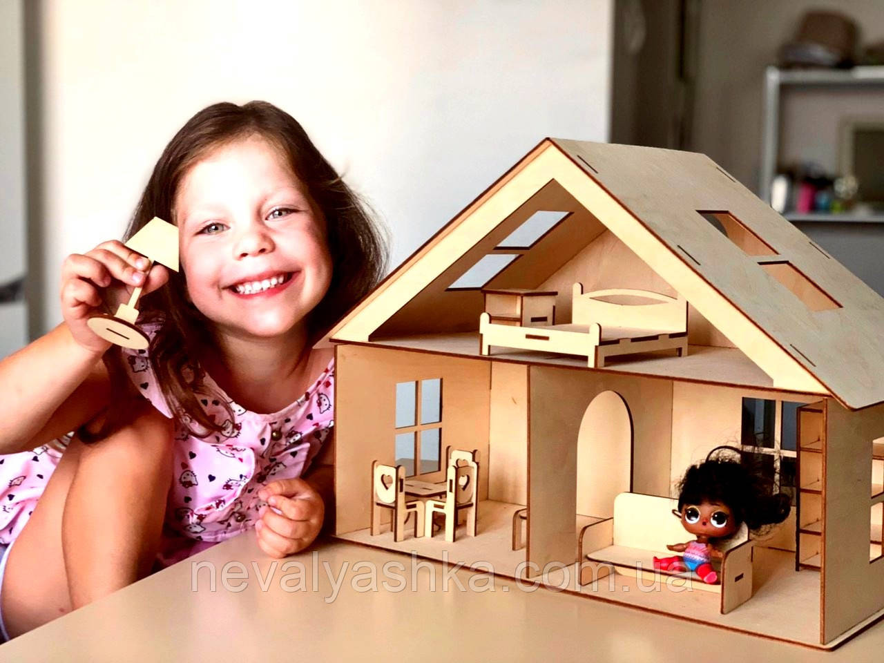 Дерев'яний Ляльковий Будиночок для Ляльок ЛОЛ, будинок меблі 2 поверхи для ляльки LOL ляльковий будиночок 011183