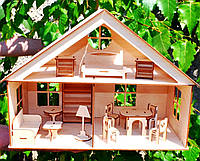 Деревянный Кукольный Домик для Кукол ЛОЛ, дом мебель 2 этажа для куклы LOL ляльковий будиночок 011184