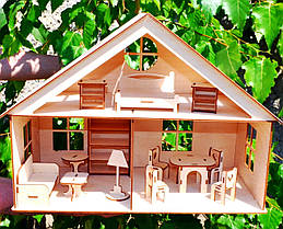 Дерев'яний Ляльковий Будиночок для Ляльок ЛОЛ, будинок меблі 2 поверхи для ляльки LOL ляльковий будиночок 011184