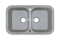 Мойка кухонная гранитная на 2 чаши Argo Gemelli Grey 770*470*190