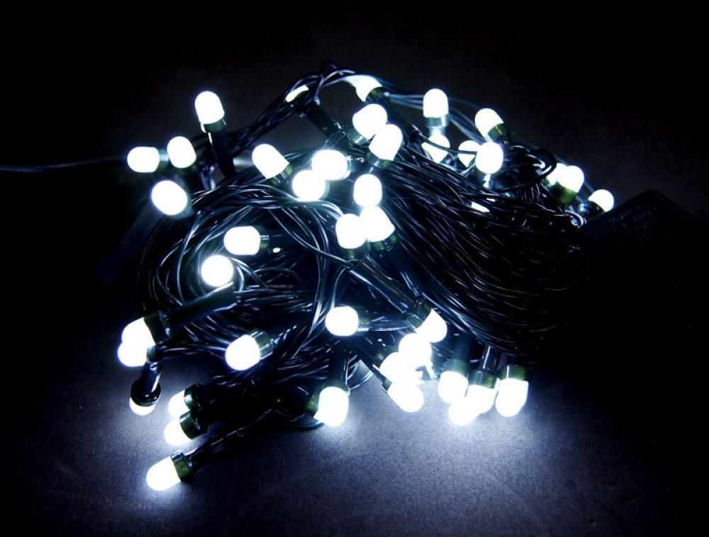 Гірлянда на 100 Led великі матові діоди електрична з контролером 8 м біла