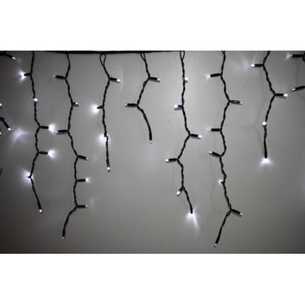 Світлодіодна гірлянда зовнішня з мерехтінням "icicle" 100LED 3x0.7м білий на чорному IP65 Код.58489, фото 1