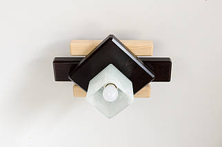 Люстра стельова дерев'яна на один плафон для кухні спальні коридору гардеробної Троя/1 венге-натуральний, фото 3