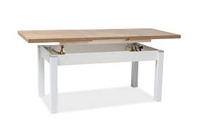 Стіл-трансформер журнальний Kleopatra дерево Білий, стільниця ДСП Дуб Ланцелот 124-164х64 (SignalTM)